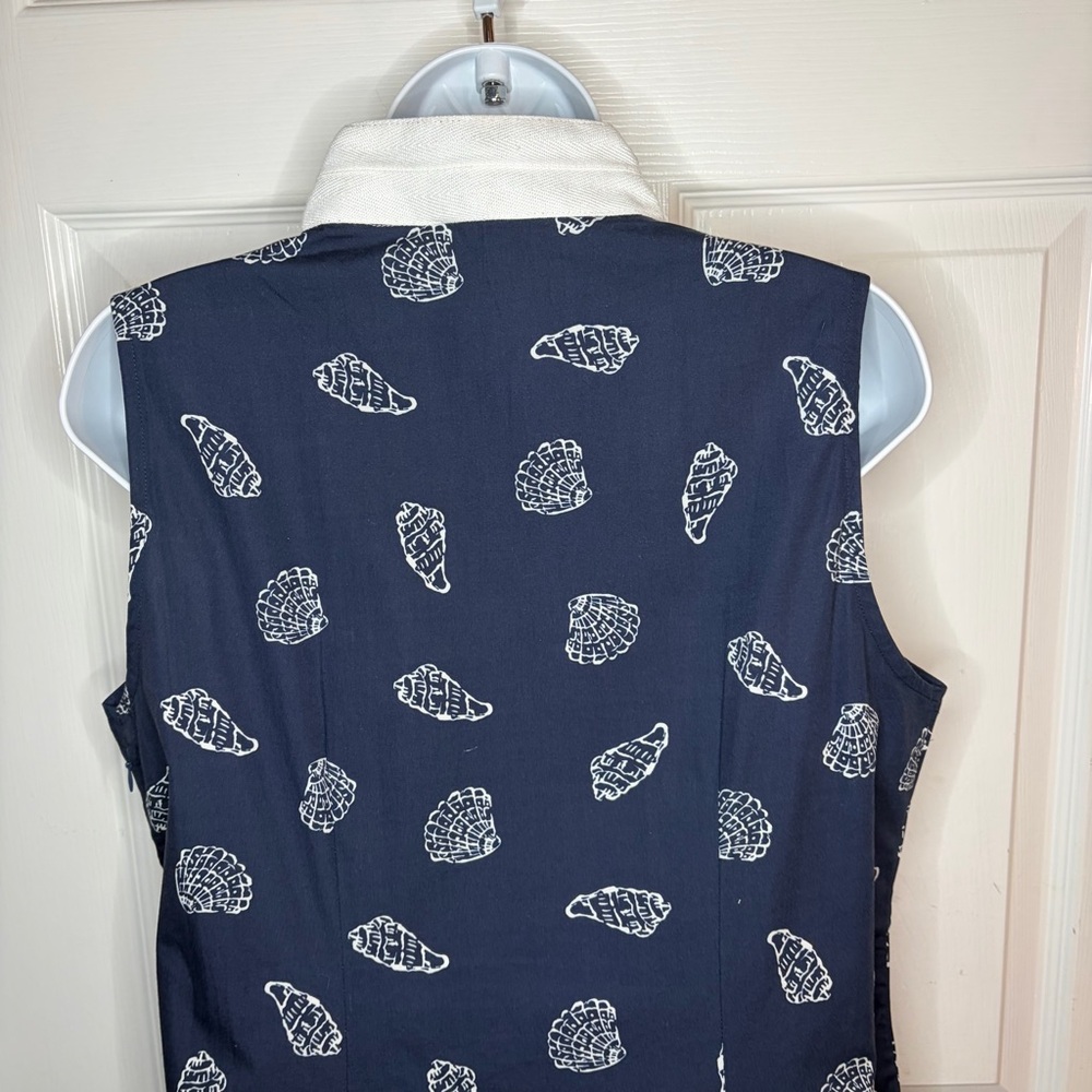 Sail to Sable Seashell Print Signature Mini Caftan Cotton Dress Mini Navy L NWT - Picture 8 of 13